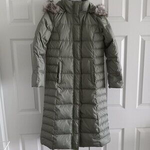 Eddie Bauer Green Puffer Coat with Fur Trim